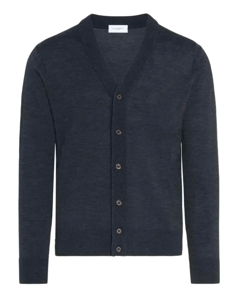 Paolo Pecora Milano Geknöpfter Cardigan mit V-Ausschnitt - Blau Blau