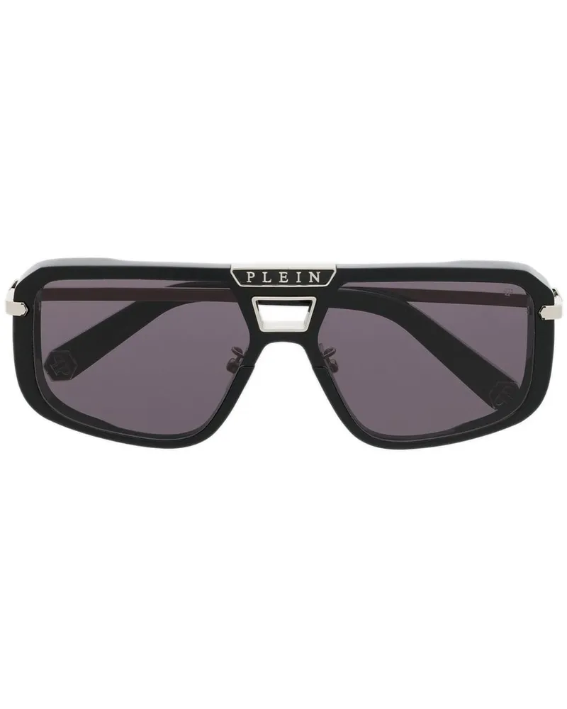 Philipp Plein Sonnenbrille mit eckigem Gestell - Schwarz Schwarz