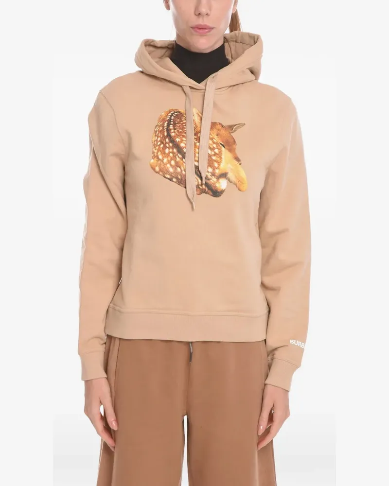 Burberry brushed-cotton poulter deer hoodie - Nude Nude