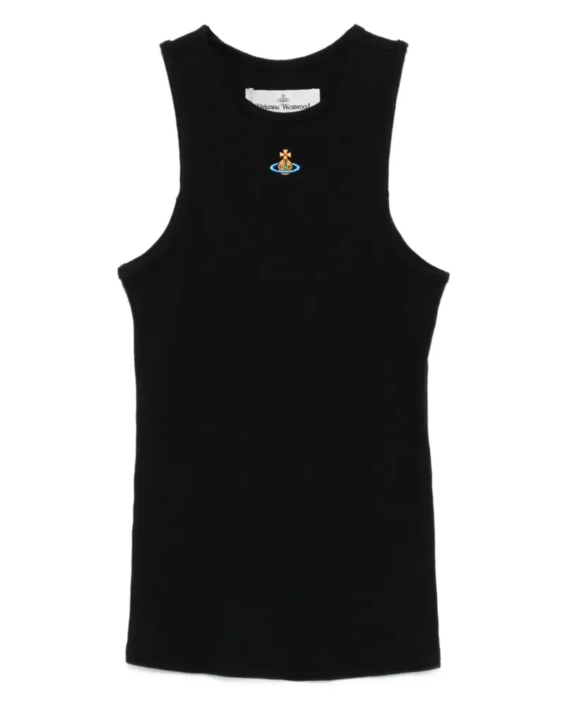 Vivienne Westwood Geripptes 90s Tanktop mit Orb-Verzierung - Schwarz Schwarz
