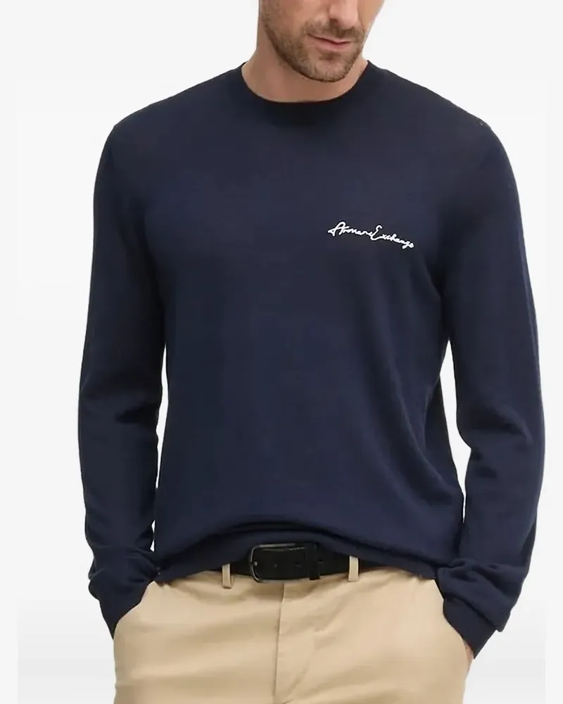 Armani Exchange Pullover mit Logo-Stickerei - Blau Blau