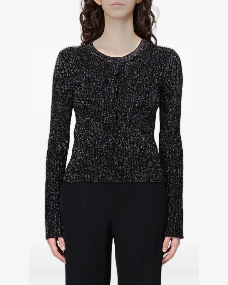 Moschino ribbed-knit lurex cardigan - Schwarz Schwarz