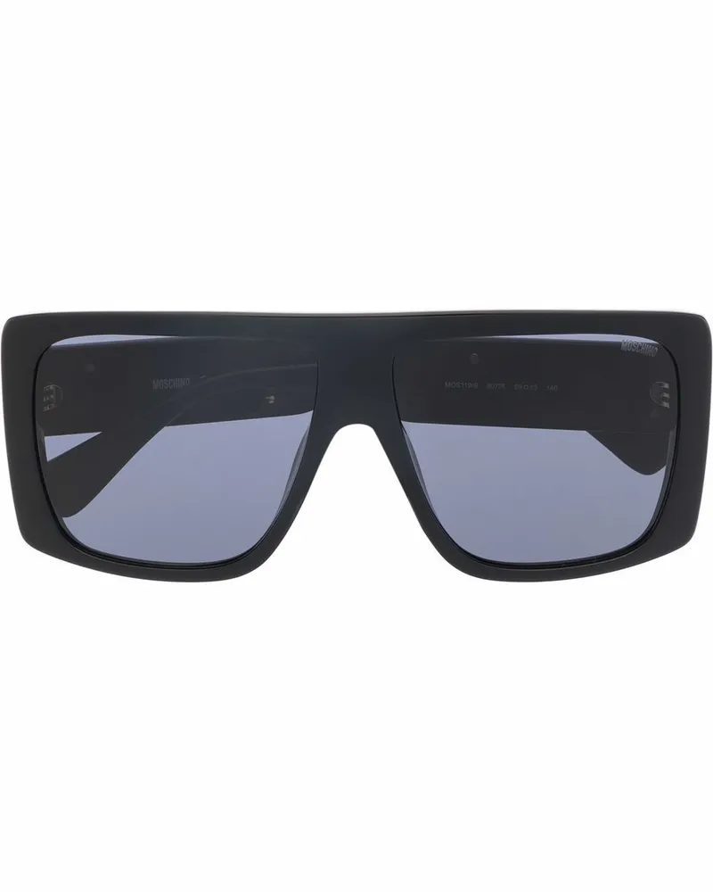 Moschino Eckige Sonnenbrille mit Logo - Schwarz Schwarz