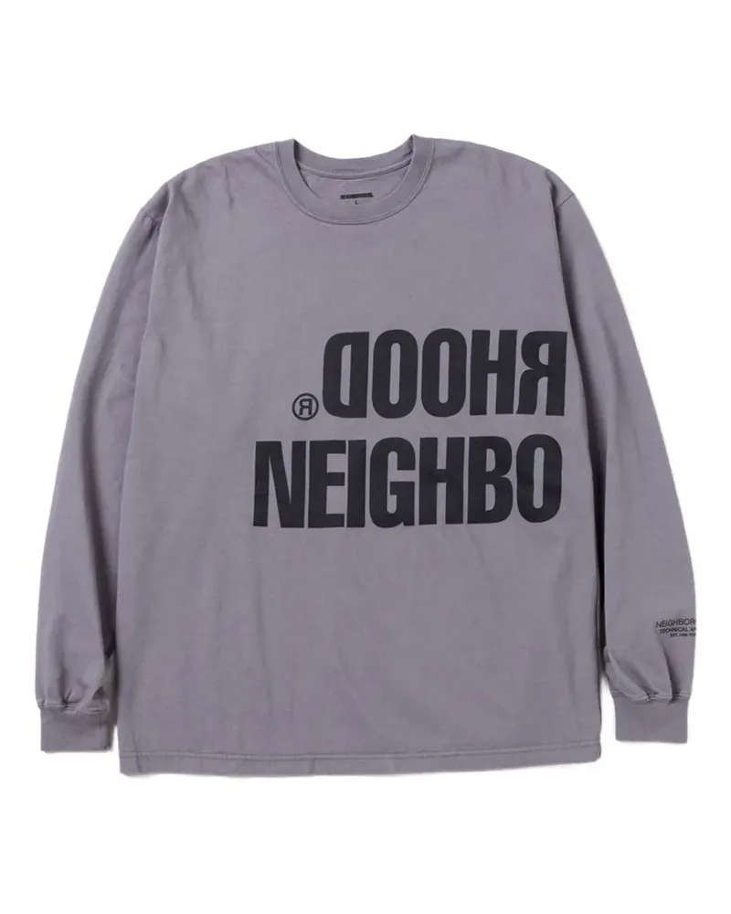 Neighborhood Langarmshirt mit Logo - Grau Grau