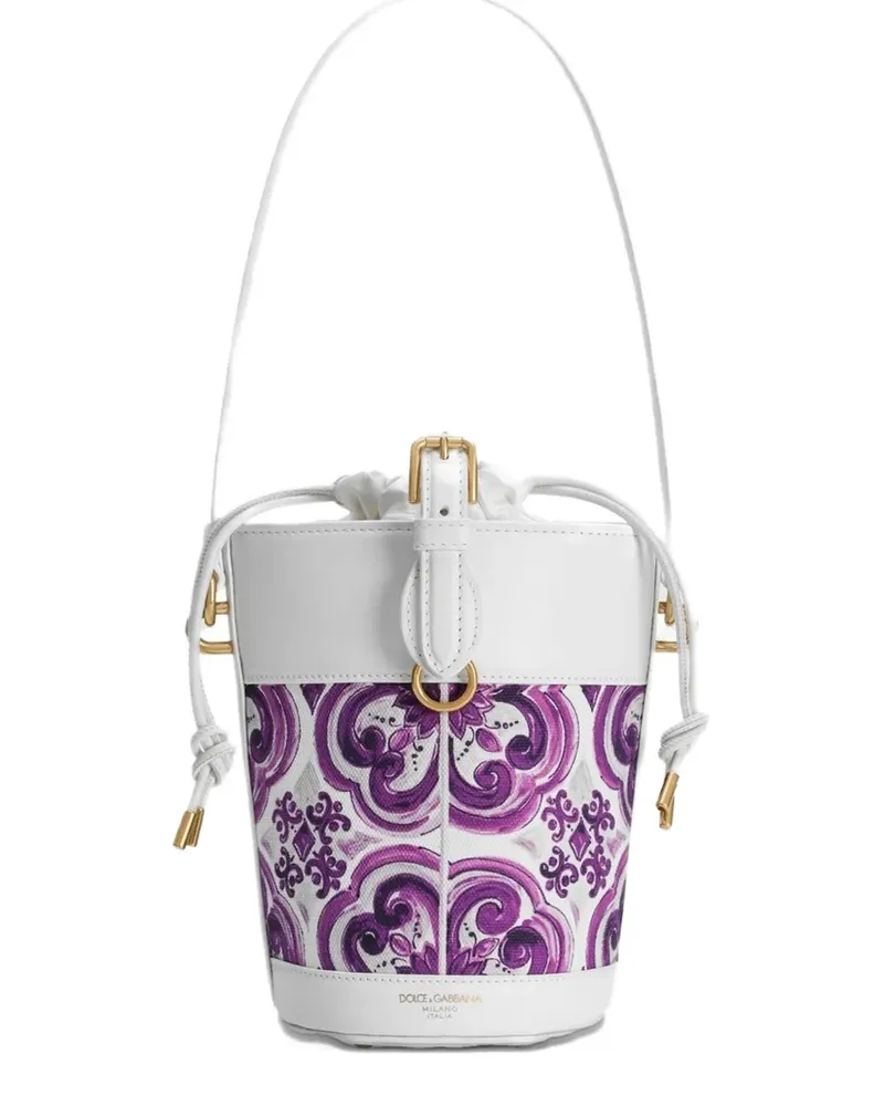 Dolce & Gabbana Beuteltasche mit Blumen-Print - Weiß Weiß