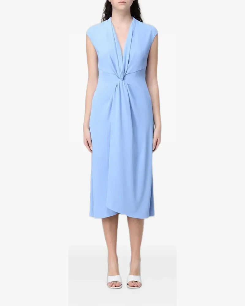 Hanita twist-detail draped dress - Blau Blau