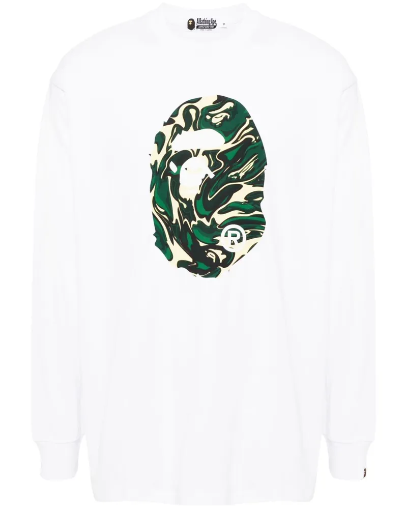 BAPE T-Shirt mit marmoriertem Camouflage-Logo - Weiß Weiß