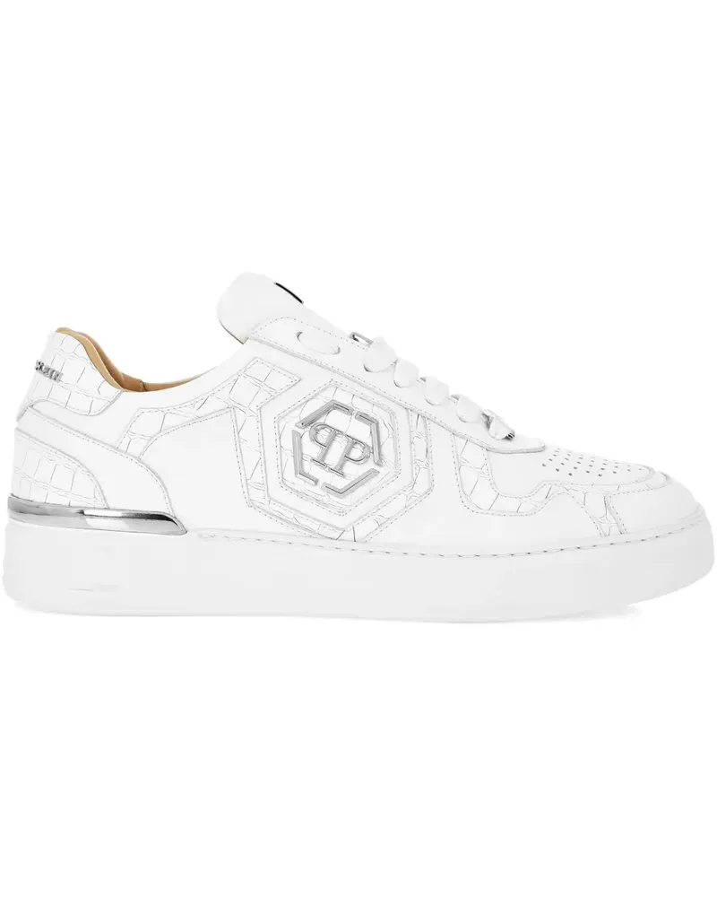 Philipp Plein Sneakers mit Kroko-Prägung - Weiß Weiß