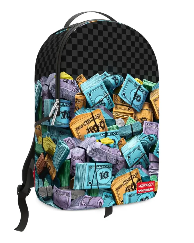Sprayground Monopoly Rucksack mit Geld-Print - Schwarz Schwarz