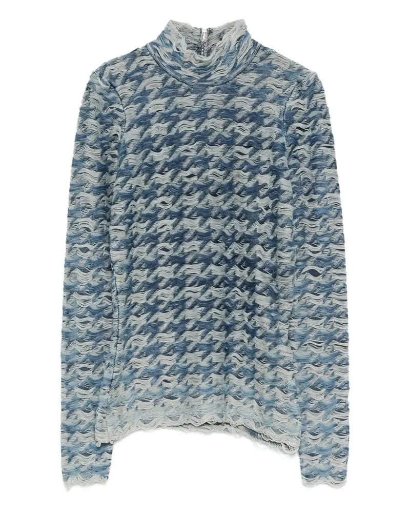Diesel Rollkragenpullover mit Wellenmuster - Blau Blau