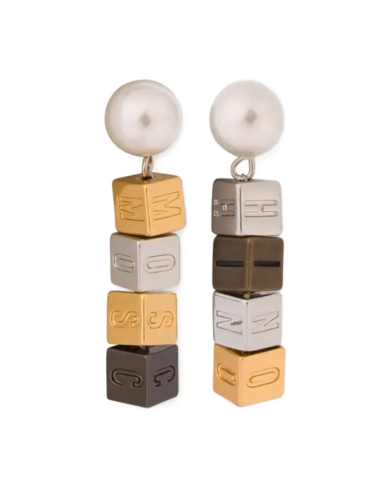 Moschino Ohrringe mit Logo-Perlen - Silber Silber