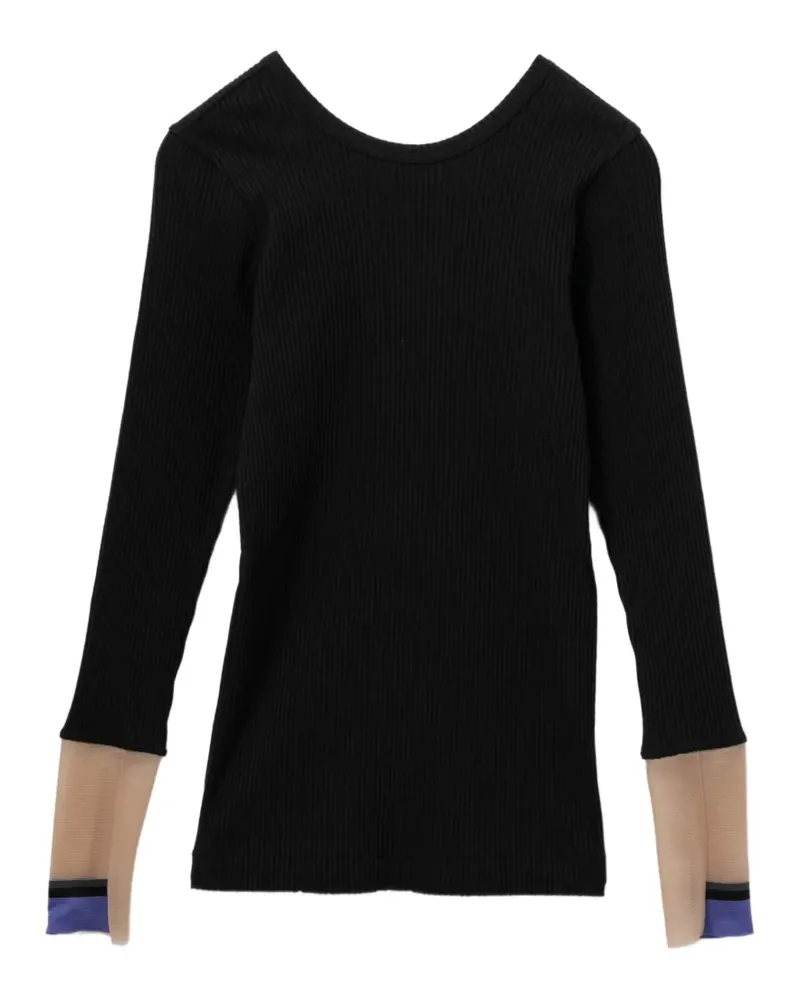 Toga Geripptes Langarmshirt - Schwarz Schwarz