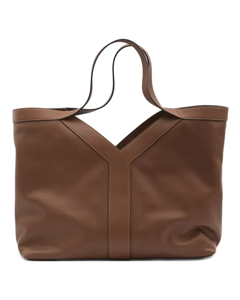 Saint Laurent Große Y Tote Bag aus Leder - Braun Braun