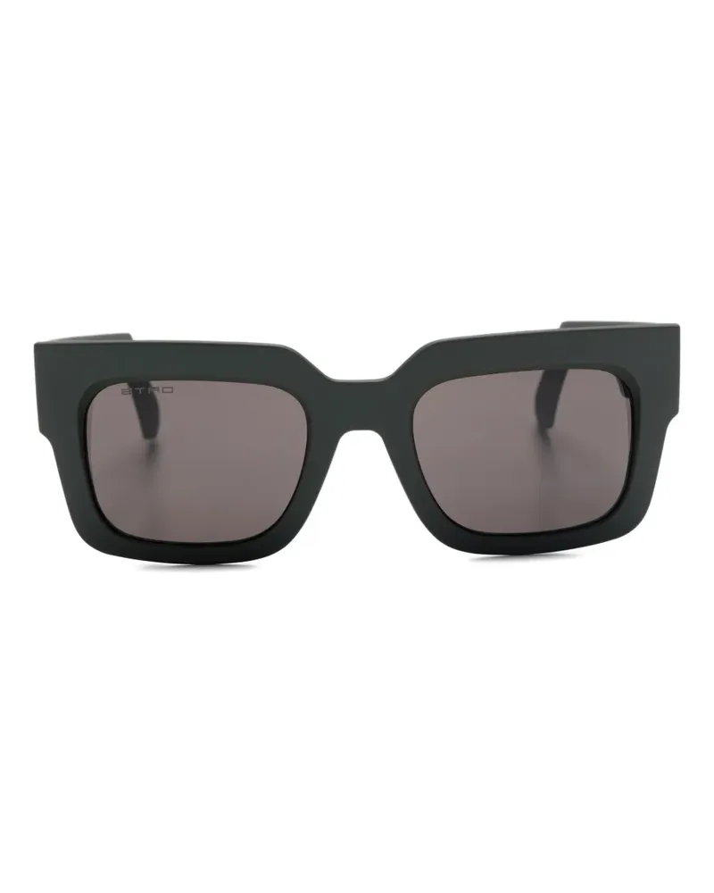 Etro Eckige Sonnenbrille mit Logo-Schild - Grün Grün