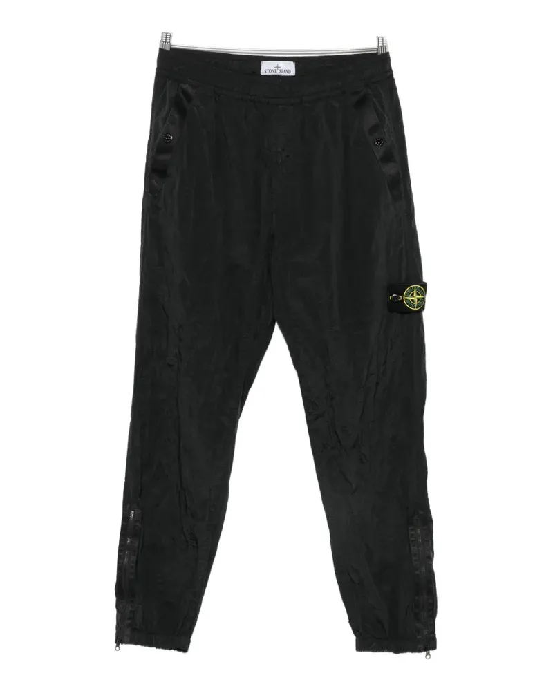 Stone Island logo-patch crinkled track pants - Schwarz Schwarz
