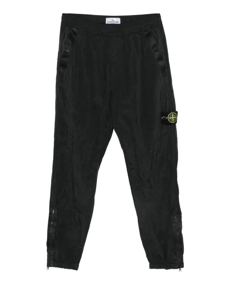 Stone Island logo-patch crinkled track pants - Schwarz Schwarz