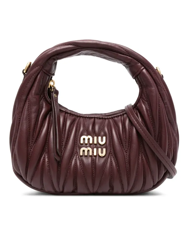 Miu Miu Mini-Tasche aus gestepptem Leder - Rot Rot