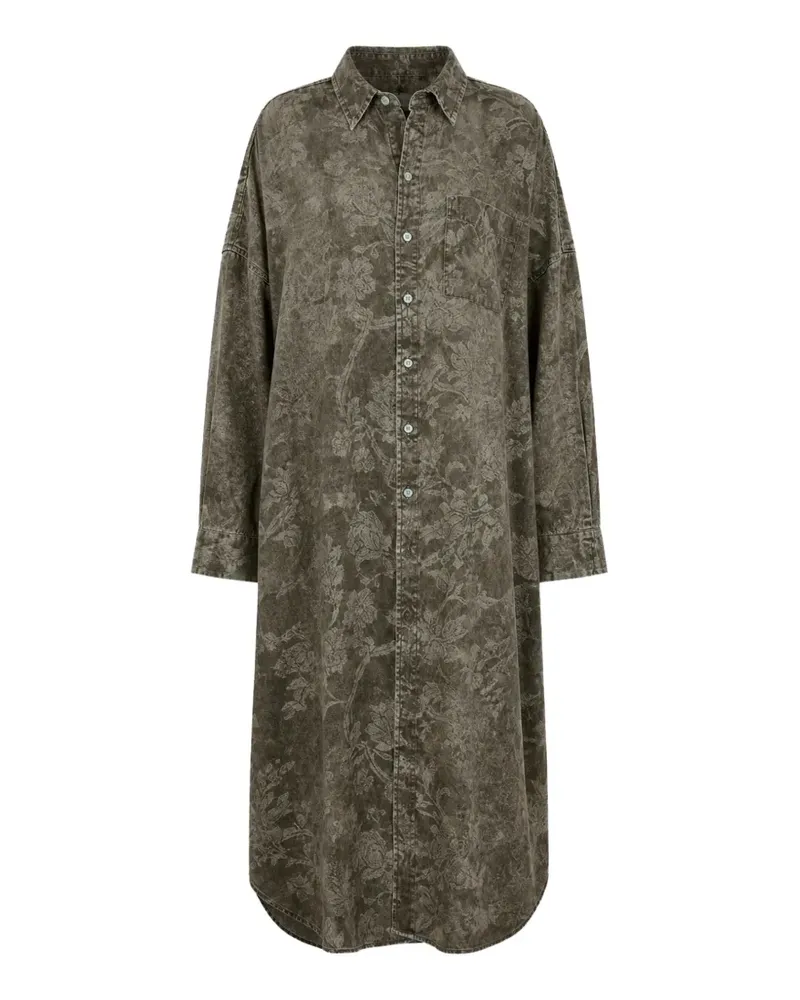 R13 floral-jacquard-pattern shirt dress - Grün Grün