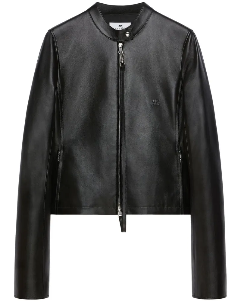 Courrèges Klassische Lederjacke - Schwarz Schwarz