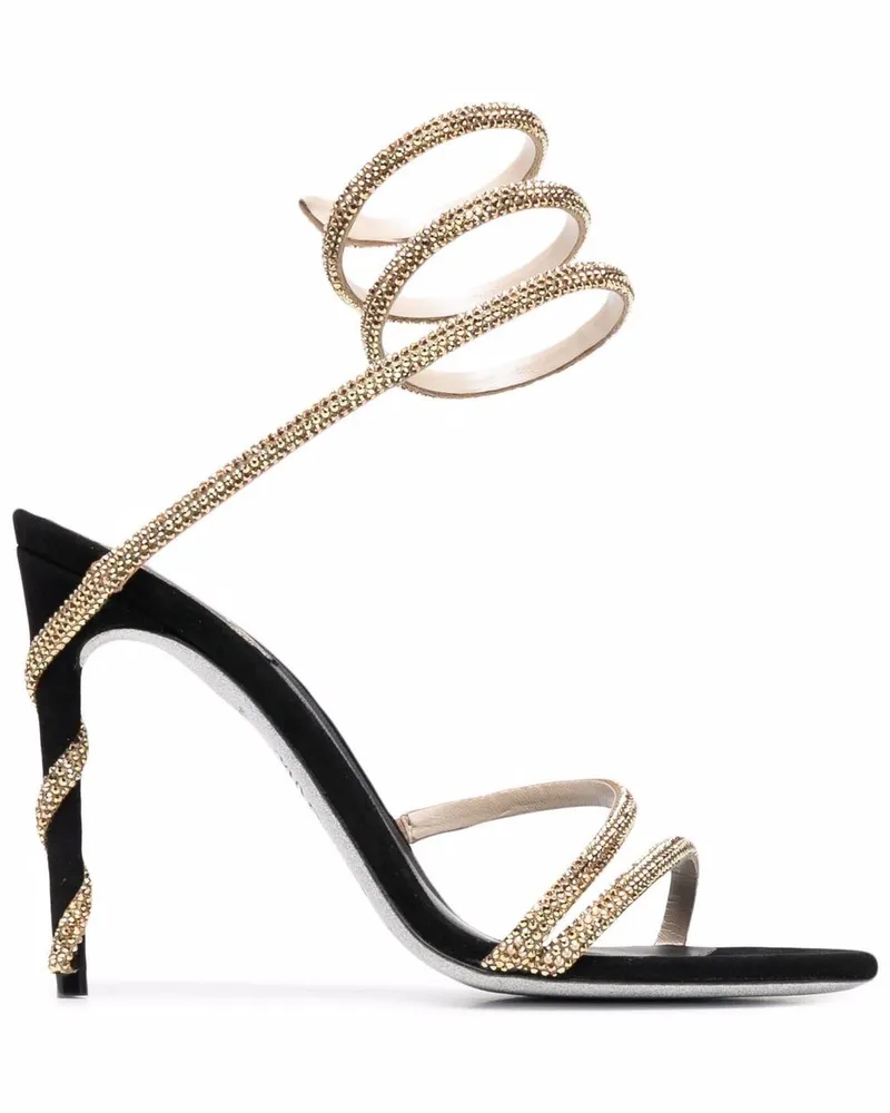 René Caovilla Sandalen mit Kristallen - Schwarz Schwarz