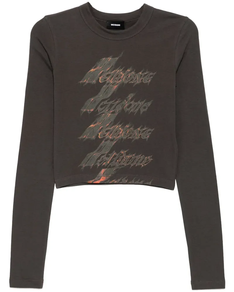 WE 11 DONE Flame T-Shirt mit Logo - Grau Grau