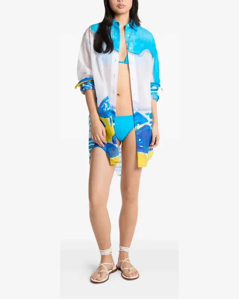 Michael Kors Hemdkleid mit abstraktem Print - Blau Blau