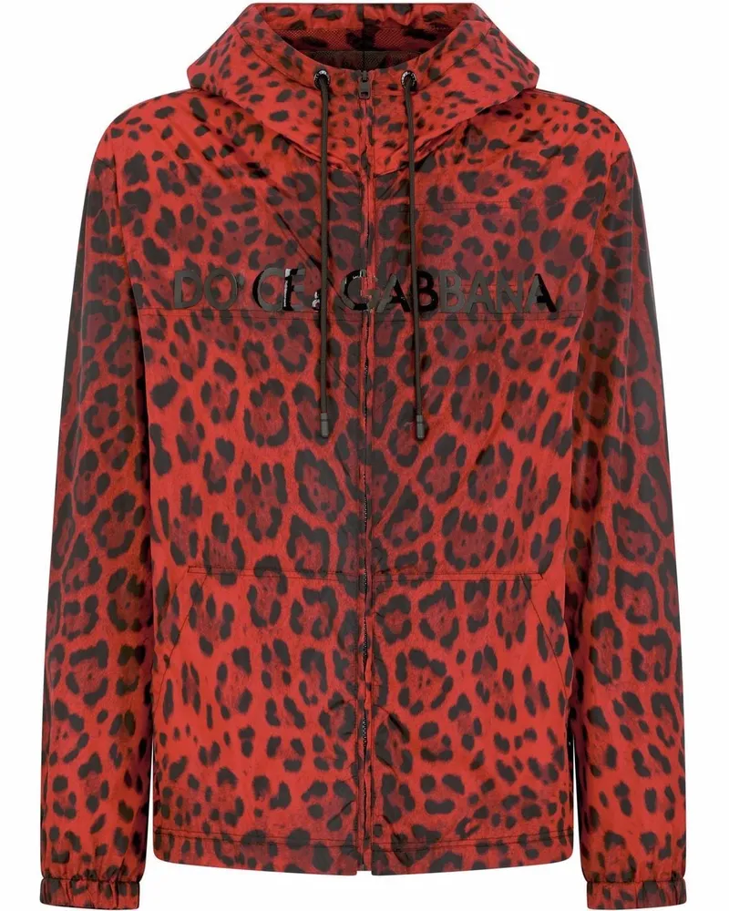 Dolce & Gabbana Kapuzenjacke mit Leoparden-Print - Rot Rot
