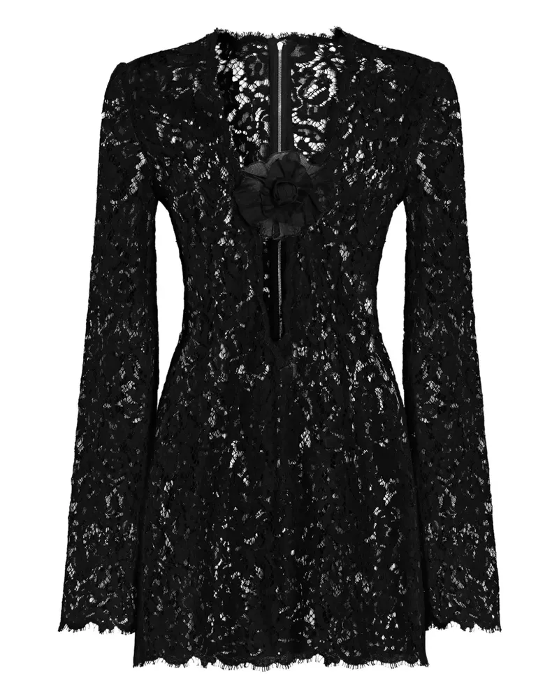 Dolce & Gabbana Minikleid aus Spitze mit Blumen - Schwarz Schwarz