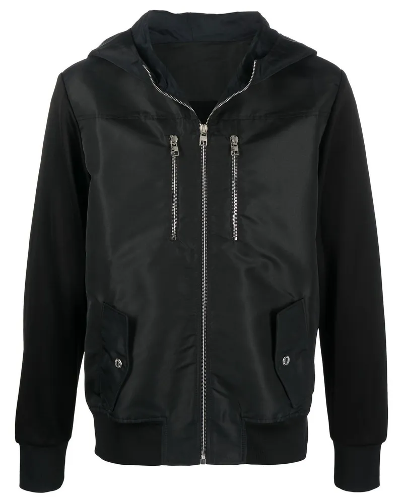 Alexander McQueen Kapuzenjacke mit Kontrasteinsatz - Schwarz Schwarz