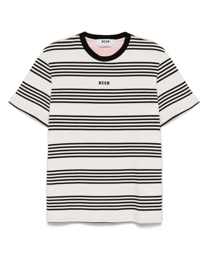 MSGM Gestreiftes T-Shirt - Schwarz Schwarz
