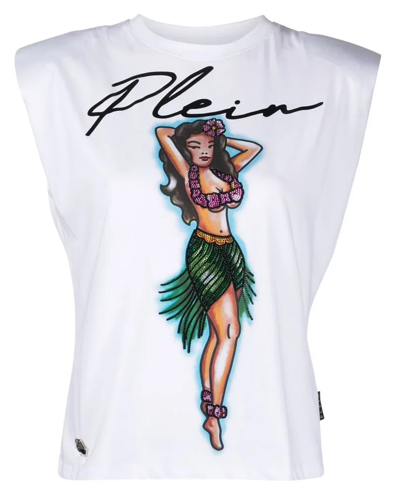 Philipp Plein Top mit Logo-Print - Weiß Weiß