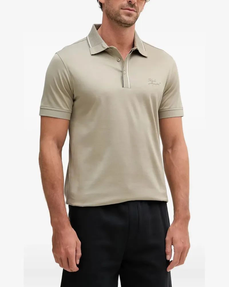 Karl Lagerfeld logo-embroidered tipped polo shirt - Grün Grün