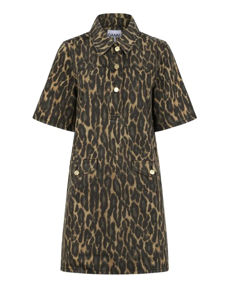 Ganni leopard button dress - Grün Grün