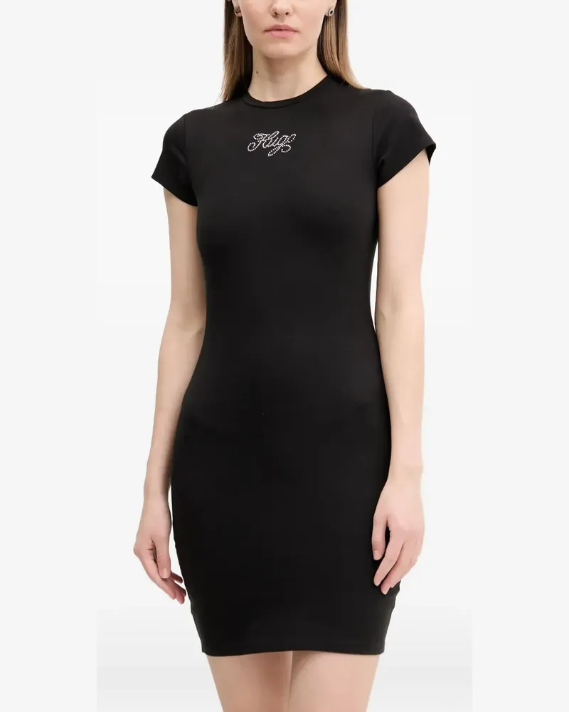 HUGO BOSS rhinestone-embellished short-sleeved dress - Schwarz Schwarz