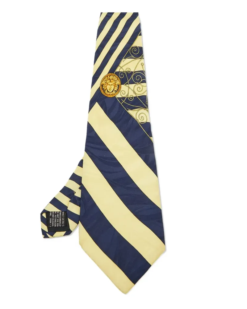Versace Gestreifte Krawatte aus Seide - Gelb Gelb