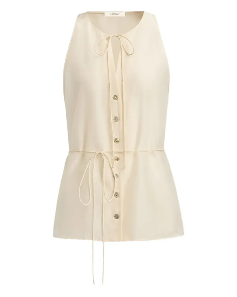 12 STOREEZ Bluse mit Schleifenkragen - Nude Nude