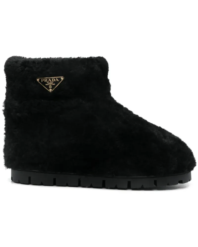 Prada Stiefel aus Faux Shearling - Schwarz Schwarz