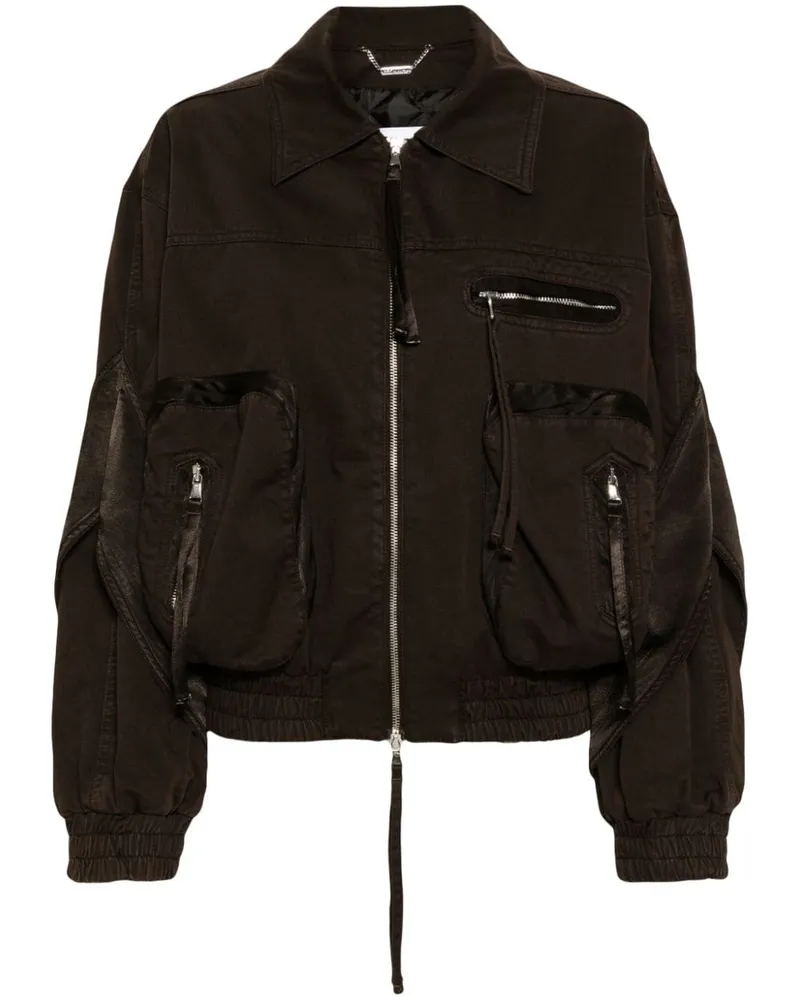 Blumarine Smokingjacke mit Satinbesatz Braun