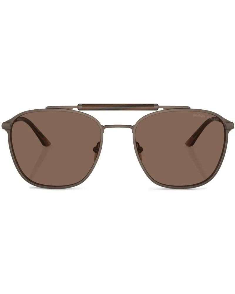 Giorgio Armani Sonnenbrille mit eckigem Gestell - Metallic Metallic