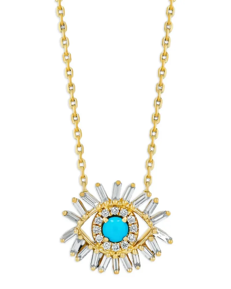 Suzanne Kalan 18K yellow gold Evil Eye turquoise and diamonds necklace - Gelb Gelb