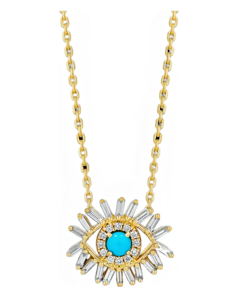 Suzanne Kalan 18K yellow gold Evil Eye turquoise and diamonds necklace - Gelb Gelb