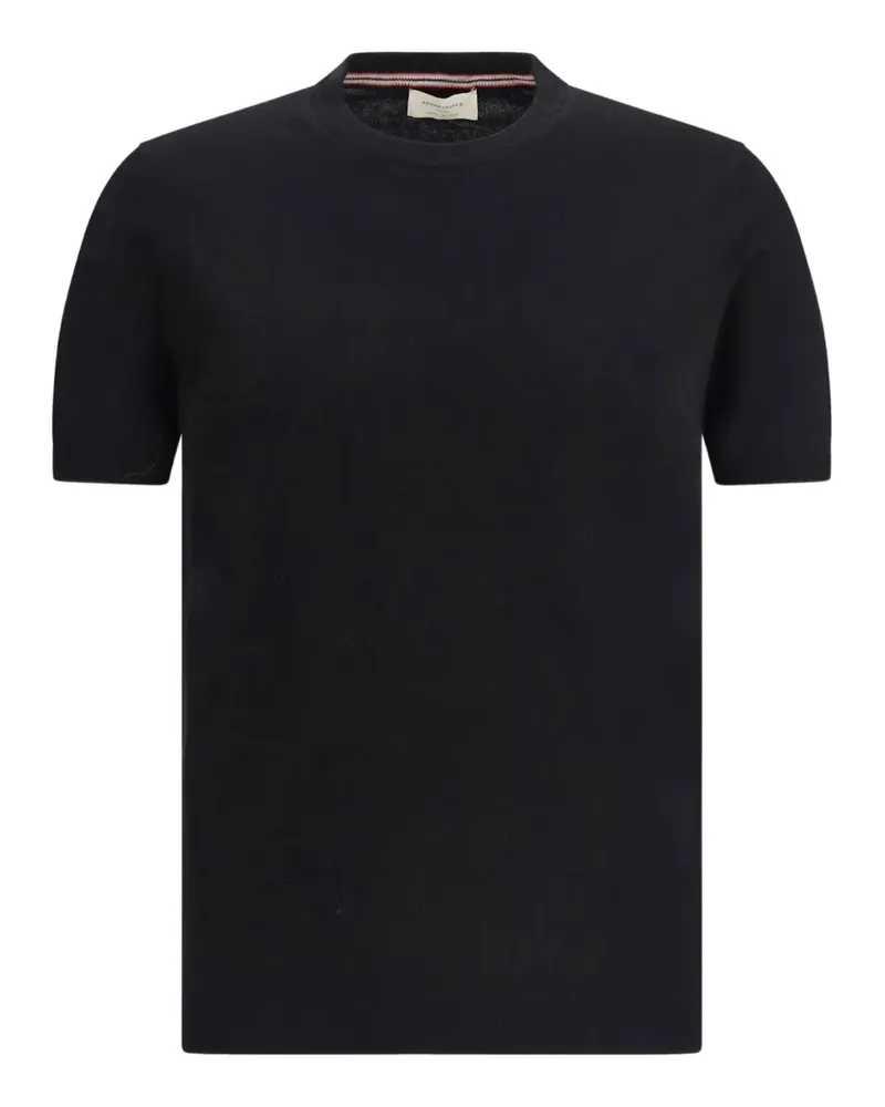 Brooksfield Gestricktes T-Shirt mit geripptem Saum - Schwarz Schwarz