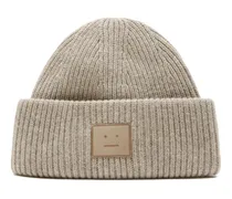 Beanie mit eckigem Patch - Nude