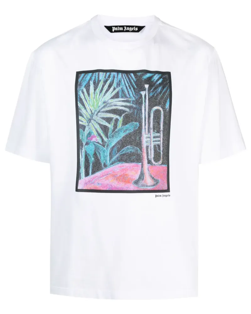 Palm Angels Oil on Canvas T-Shirt - Weiß Weiß