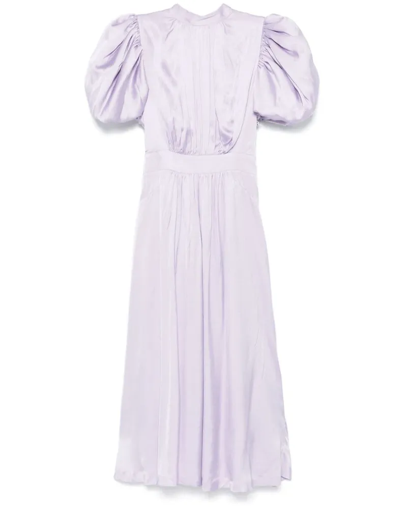 ROTATE Birger Christensen Puff-Midikleid aus Satin - Violett Violett