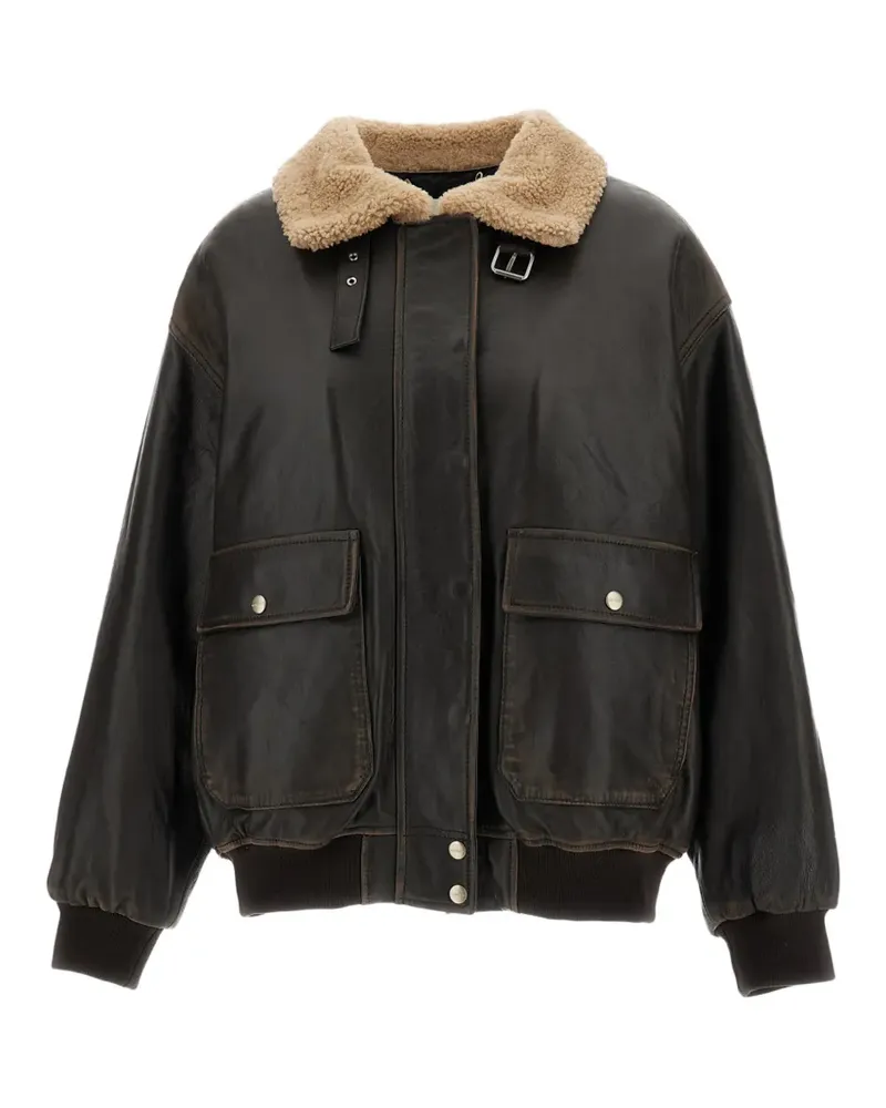 HALFBOY Alice Lederjacke mit Shearling-Kragen - Braun Braun