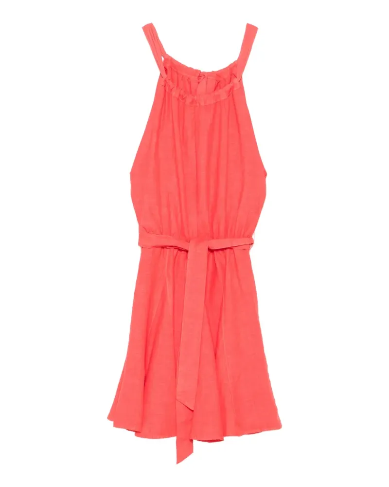 120% Lino belted bow-detail midi dress - Rot Rot