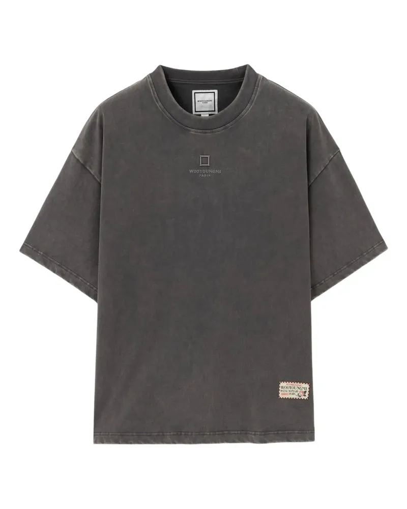 Wooyoungmi T-Shirt mit aufgesticktem Quadrat - Grau Grau