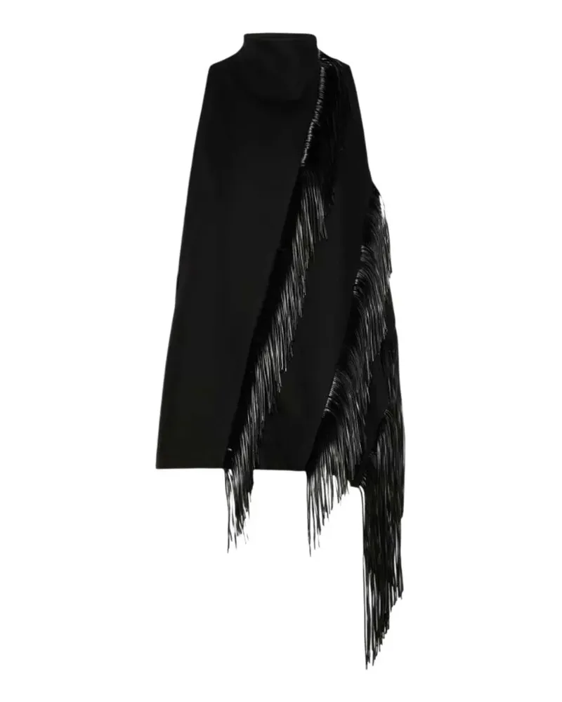 SPORTMAX fringed asymmetric top - Schwarz Schwarz