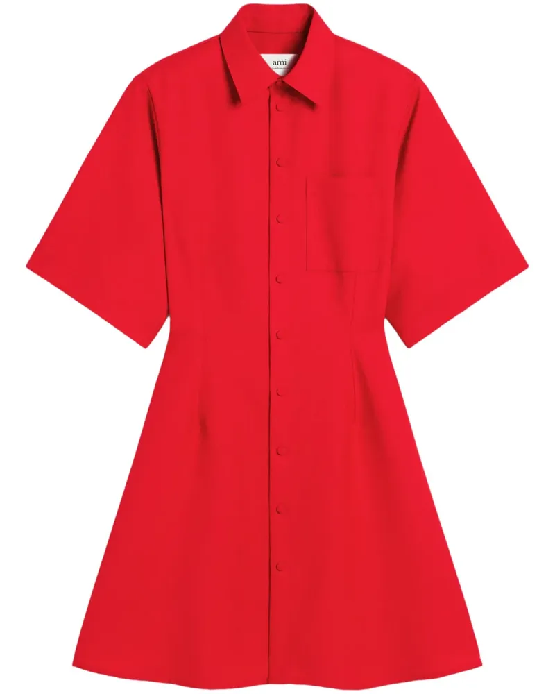 AMI Paris Hemdkleid mit kurzen Ärmeln - Rot Rot